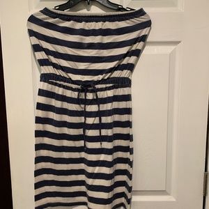 casual Tommy Hilfiger navy blue and white strip strapless dress